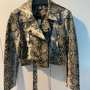 AQUA snakeskin print faux-leather jacket BRAND NEW